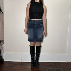 Yanuk Visionary Stitch Denim Skirt with Slit Size 6